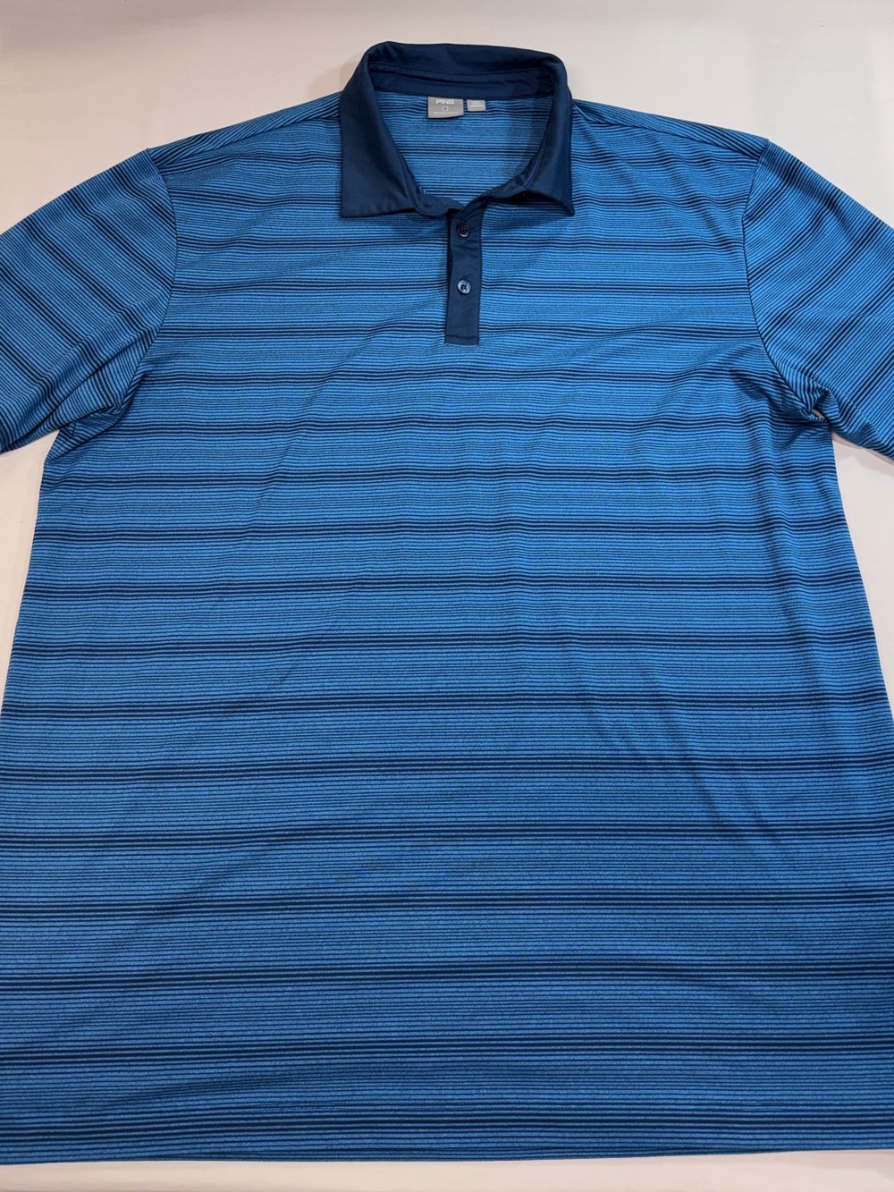 Ping Sensorcool Men's Polo Shirt Size L Blue Striped, Collared, Short Sleeve